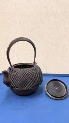 名工 島田氏 在銘 鉄瓶 銀摘 細密あられ 茶器 煎茶席道具 時代骨董 