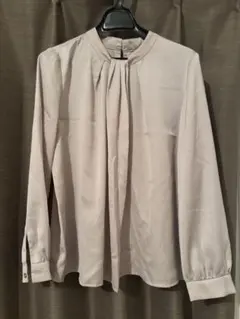 ナチュラルビューティーベーシック、長袖ブラウス ピンクベージュ