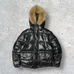 y2k　短丈　ファーダウンジャケット　平成　グランジ　光沢　ギャル男　お兄系