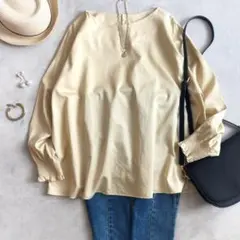 極美品 トゥモローランド バンドカラーブザムシャツ イエロー コットン 