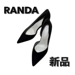 レディース　RANDA ランダ　ヒール　パンプス　合皮　ブラック　23.5cm