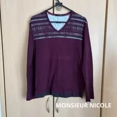ワインレッド Vネック 長袖カットソー　Tシャツ　長袖　ボルドー　vネックのサムネイル
