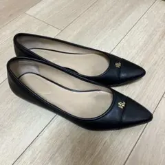 ラルフローレン 黒 レザー フラットシューズのサムネイル