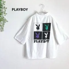 PLAYBOY プレイボーイ　オーバーサイズ半袖Tシャツ　ハイネック　Mのサムネイル