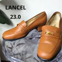 LANCEL　ブランドロゴ入りビットローファー ブラウン 23.0　キャメル