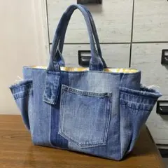 デニムリメイク⭐️ダメージ⭐️ハンドバッグ⭐️デニムバッグ⭐️トート⭐️ハンドメイド