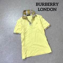 BURBERRY LONDON 半袖 ポロシャツ 部分ノバチェック イエロー系