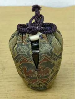 老松茶入なつめ棗割り蓋木製漆器茶入れしふく布袋付き茶道具伝統工芸品骨董品 老松茶入なつめ棗割り蓋木製漆器茶入れしふく布袋付き茶道具伝統工芸品