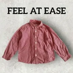 FEEL AT EASE キッズ ギンガムチェックシャツ 長袖 (F) レッド