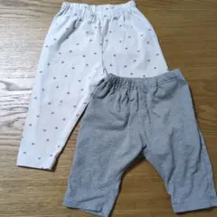 【訳あり】ベビー用パンツレギンス2枚 80cm UNIQLO ハート柄 グレー