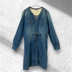 【アースミュージック＆エコロジー】シャツワンピース デニム 綿100％ F