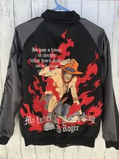 新品タグ付き　ワンピース スカジャン 黒/赤　エース 送料無料ワンピース「火拳のエーススカジャン」(スイッチプランニング