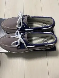 polo ralph laurenデッキシューズ グレー ネイビー キャンバス