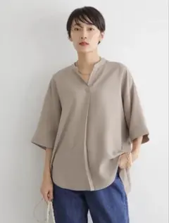 ★美品★アメリカンホリック スキッパーサイドタックコクーンシャツ モカ