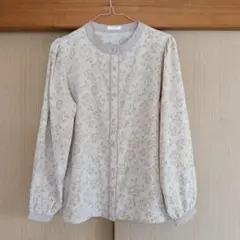 値下げ　GLACIER 花柄 長袖ブラウス ベージュ L
