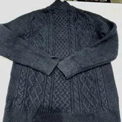 ユニクロ+Jダークグレー ケーブルニットセーター S