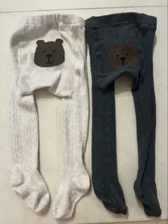 gap ギャップ　くまさん　タイツ　グレー　アイボリー