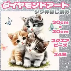 子猫 ダイヤモンドアート スクエア□ビーズ 30cm×30cm