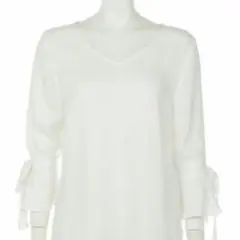 アプワイザー③ 洗えるリボンフレア袖ゆるブラウス