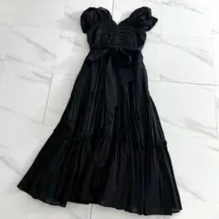 新品タグ付♡ Her lip to ロングワンピース　M 黒　フリル　Aライン 新品タグ付♡ Her lip to ロングワンピース M 黒 フリル Aライン
