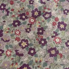 紫系花柄 綿プリント生地