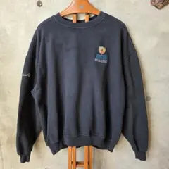 90s USA古着 JERZEES スウェット 黒 刺繍企業ロゴ