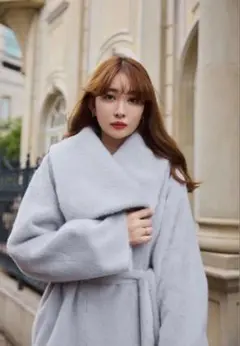 ジャケット・アウター Herlipto Grace Wrap Coat cloud M イベント2日目✨】Grace Wrap Coatを身長別で着用しました🤍