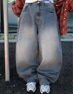 デニム ワイドレッグパンツ