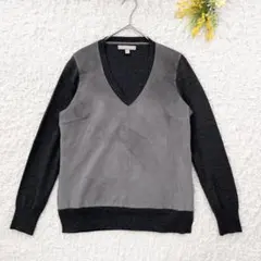 美品✨バナナリパブリック　異素材Ｖネックニット　S グレー　薄手　カジュアル
