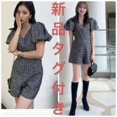 【最終値下げ】リエンダ　rienda パフスリーブツイードショートロンパース