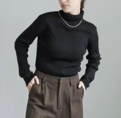 シンプルリブタートルニット