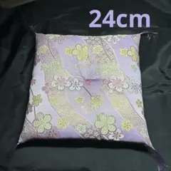 花柄 薄紫座布団 房付き インテリア 24cm