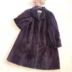 希少/総丈100 サガ 染めミンク パープル シェアード ファーコート 毛皮軽量