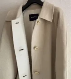 RECÍPE Aライン ウール リバーコート アイボリー／ホワイト　Mサイズ