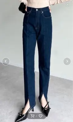 低身長さん向け！　Re:EDIT センタースリットリサイクルデニム