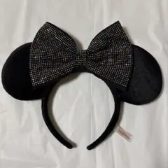 ミニーマウス カチューシャ スパンコール ビジュー付きリボン