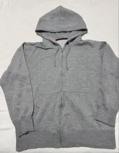グレー ジップアップ パーカー フード付き