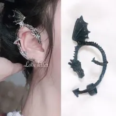 No.761 ドラゴンイヤーカフ型イヤリング 龍 シルバー 韓国 パンク 地雷 
