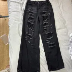 SHEIN ブラック ダメージデニム 12Y キッズ