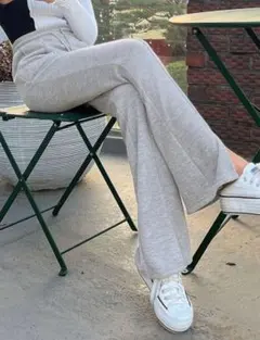 shein フレアスウェットパンツ グレー サイドスリット