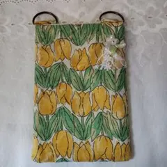 チューリップ柄ポーチ リング付き