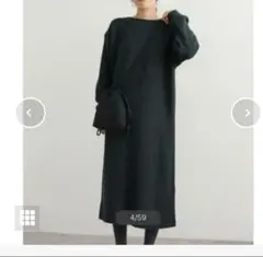 アーバンリサーチドアーズ　ワイドリブ切替ニットワンピース　グリーン