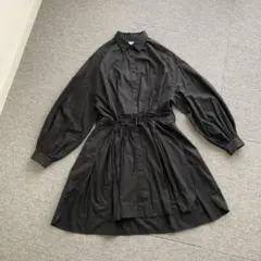 【とても美品】38 M ENFOLD ブラック コットン シャツワンピース 長袖