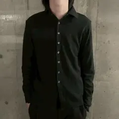 90's 縦畝ニット ボタンダウン ジャージシャツ グランジ Y2K アーカイブ