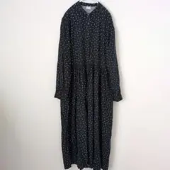 アーバンリサーチドアーズ　ドット　シャツワンピース　長袖　ロング　黒