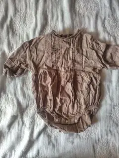 ブラウン 長袖ロンパース 70cm