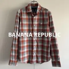 バナナリパブリック グラフチェックシャツ M相当 オレンジ 00s カジュアル