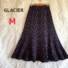 グラシア ロングスカート M 花柄 ネイビー フレア 清楚 上品 キレイめ