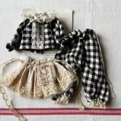 紅茶染めお洋服３点セット　ネオブライスアウトフィット　ハンドメイド　ドール服