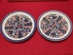 ◉セール！新品　有田焼　色絵　中皿　2枚セット 菊割模様　古伊万里調　牡丹 唐草のサムネイル